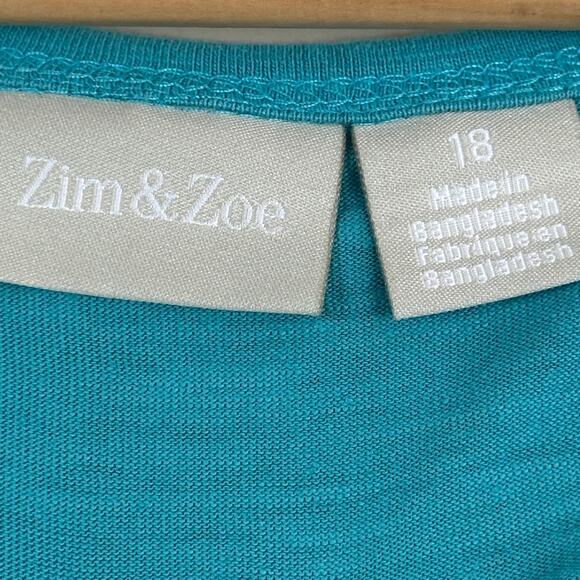 Zim & Zoe Dress with Pockets Womens 18 Blue 100% Cotton Ruffle Hem Hi Low Beachy - Picture 5 of 5